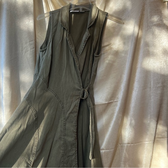 Anthropologie Wrap Dress Olive Green EUC Size 8 - Picture 7 of 16